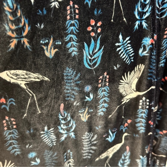 FRESHA London Crushed Velvet Maxi Slip Dress Cranes Small Whimsigoth Y2K Print - Picture 7 of 12